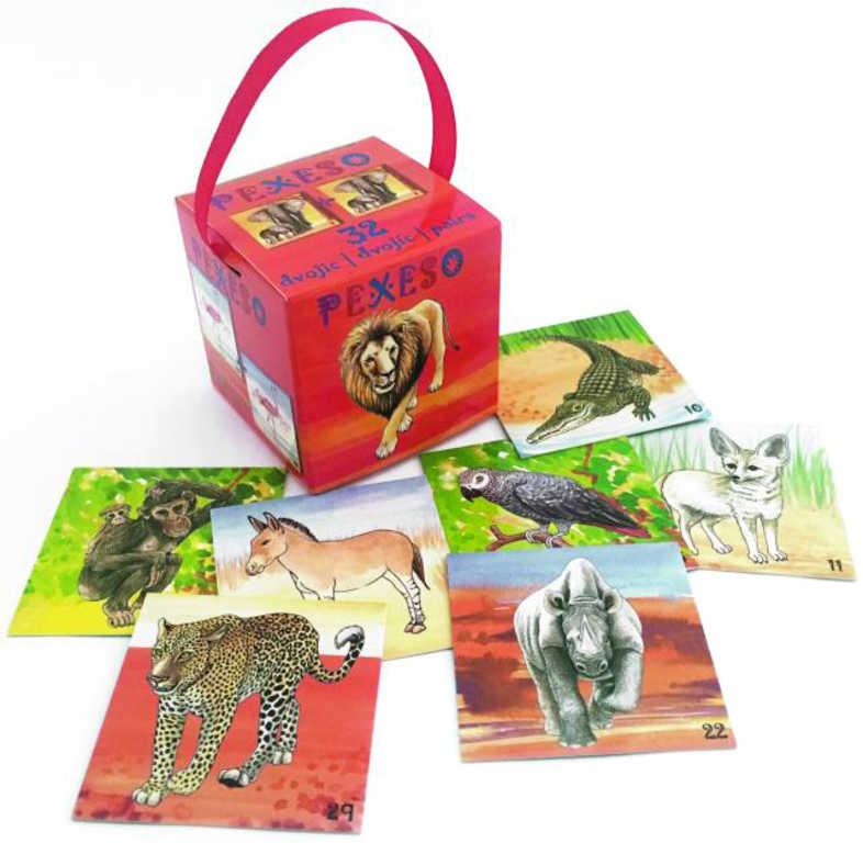 AKIM Hra Pexeso v krabičce se stuhou Safari set 64 karet