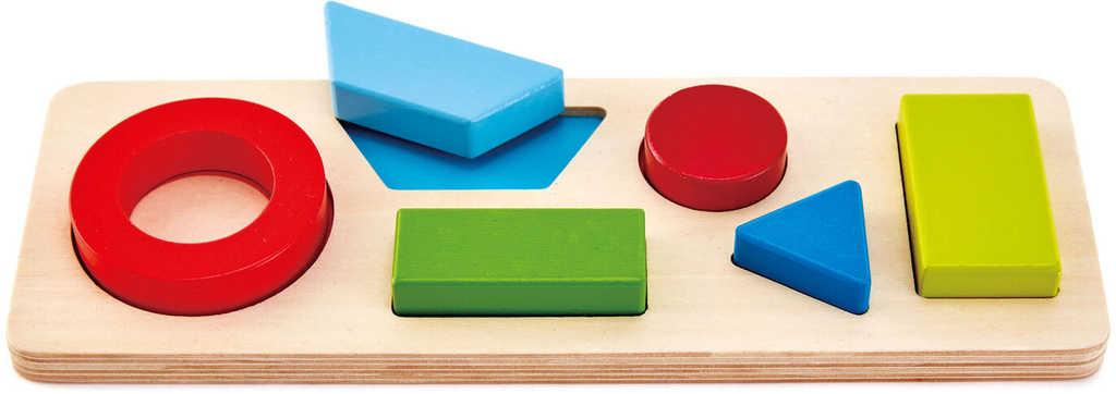 HAPE DŘEVO Baby puzzle vkládací geometrické tvary set 6 dílků oboustranné