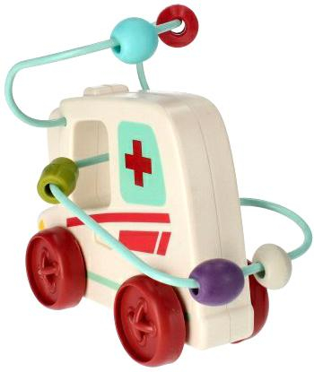 BAM BAM Baby auto sanitka na setrvačník labyrint motorický s korálky plast