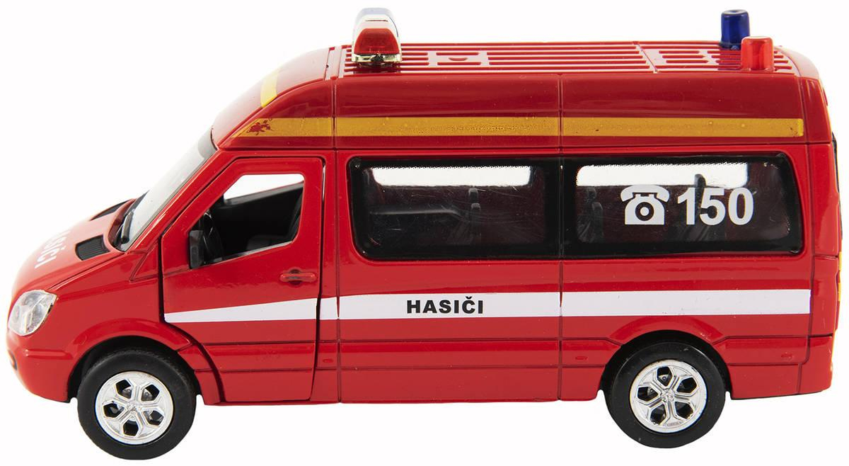 Auto hasiči zpětný chod kovový požární vůz záchranáři 112 na baterie Světlo Zvuk