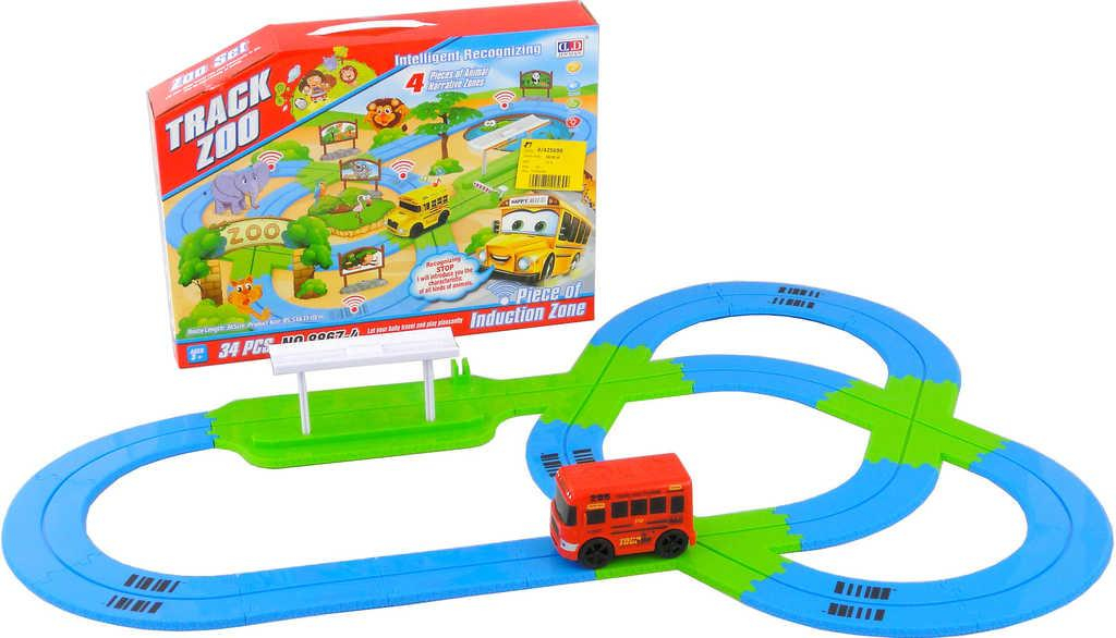 Interaktivní naučná dráha ZOO s výkladem set s autobusem na baterie Světlo Zvuk