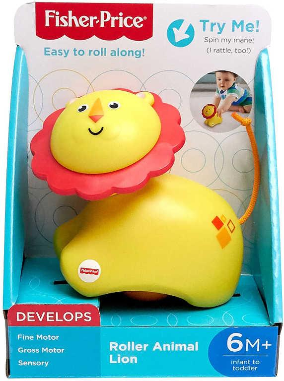 FISHER PRICE Baby zvířátko pojízdné chrastící pro miminko 3 druhy plast