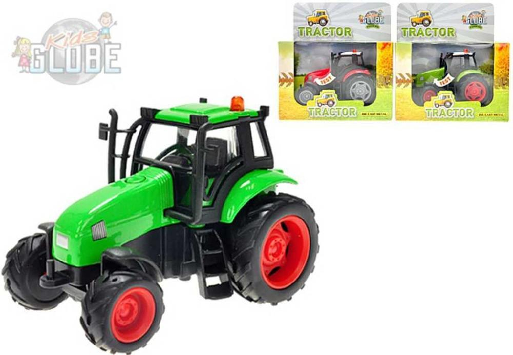 KIDS GLOBE Traktor kovový 12 cm světlo zvuk na setrvačník 3 barvy