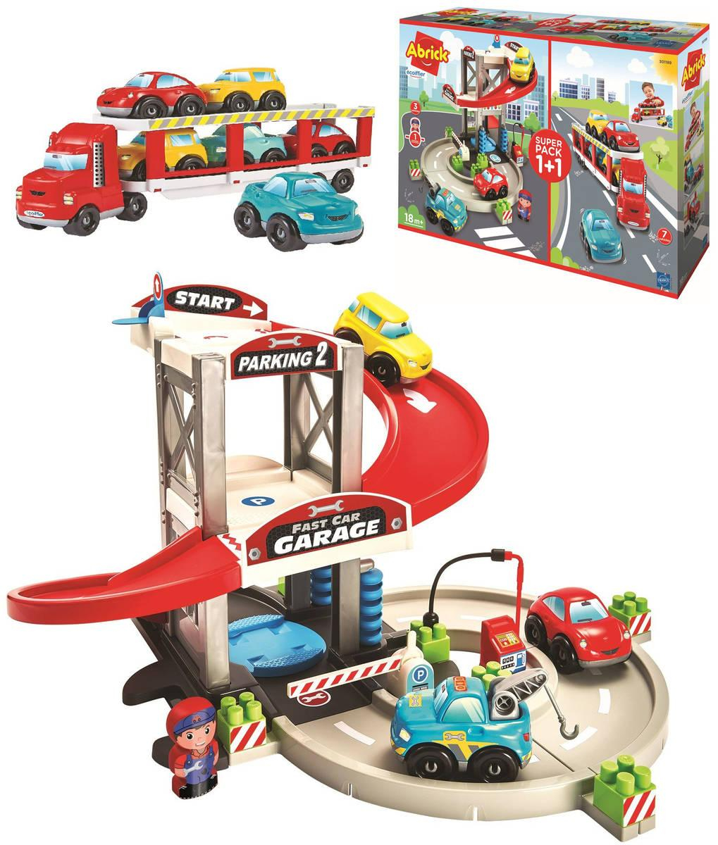 ECOIFFIER Abrick baby garáž s myčkou a čerpací stanicí set s auty a figurkou