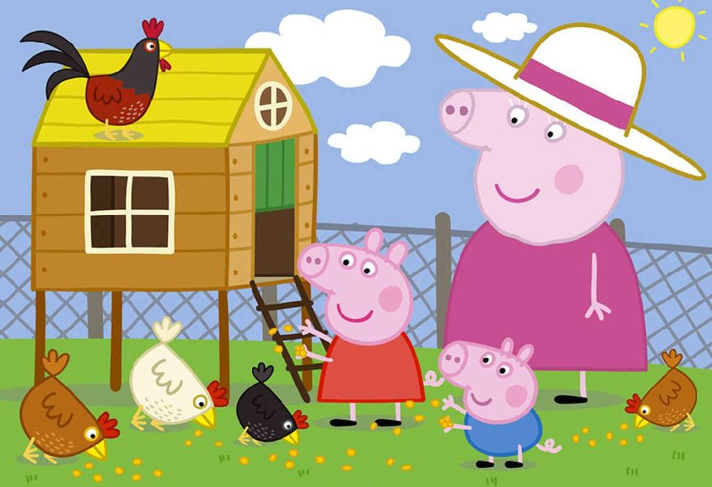 DINO Puzzle 24 dílků Peppa Pig Slepičky 26x18cm skládačka v krabici