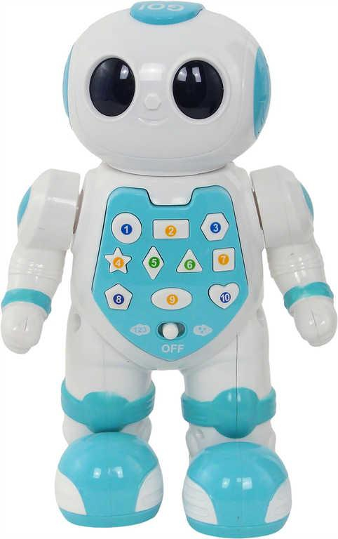 Robot výukový AJ 21cm mluví tančí chodí na baterie LED Světlo Zvuk