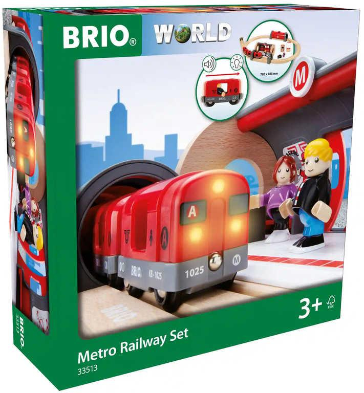 BRIO Železniční sada vláčkodráha se soupravou metra a nástupištěm na baterie