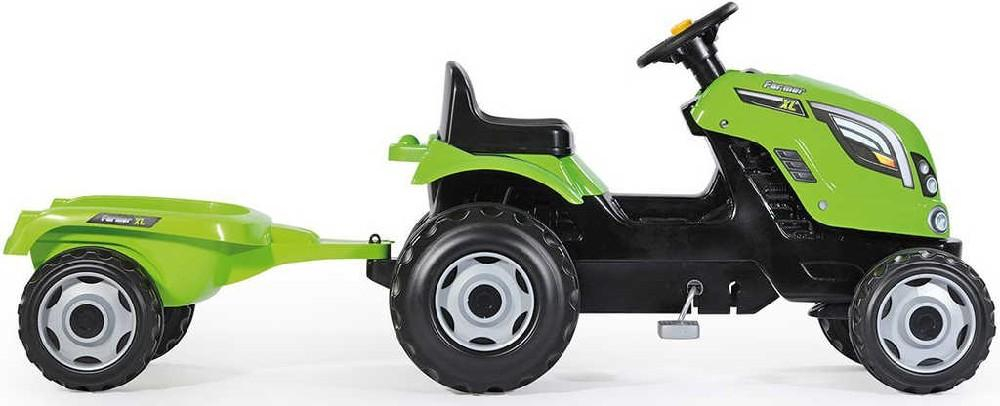 SMOBY Traktor dětský šlapací Farmer XL zelený set s vozíkem s klaksonem