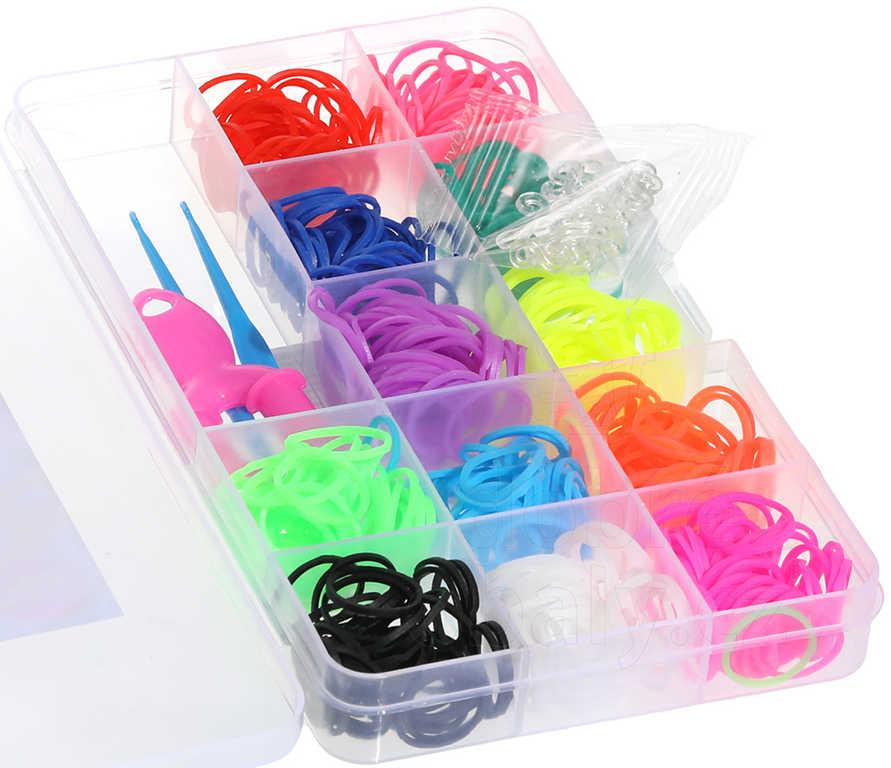 UDĚLEJ SI NÁRAMEK Gumičky LOOM BANDS 390ks set s doplňky v boxu