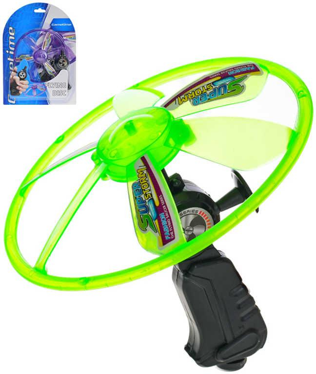 Disk vystřelovací létající 15cm vrtule na natažení na šňůrku na kartě 2 barvy