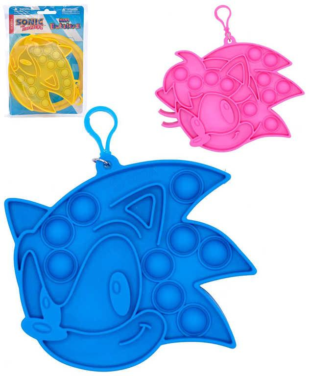 Hra Pop It antistresová klíčenka Bubble Pops Ježek Sonic silikon 3 druhy