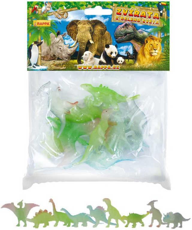 Dinosauři svítící neon sada zvířátko pravěkké 9ks svítí ve tmě v sáčku