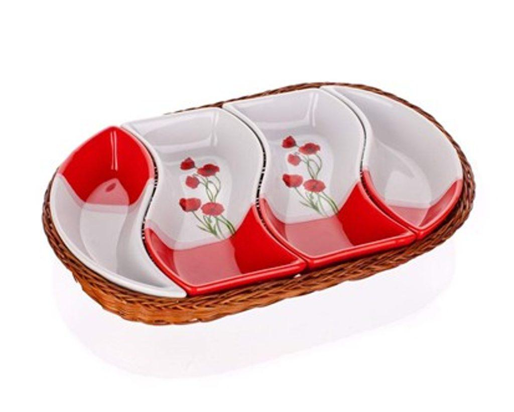 BANQUET Tác v košíku RED POPPY 30,5 cm, 4 díly, OK