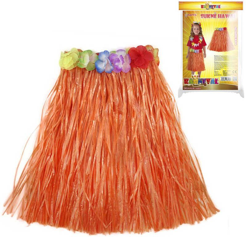 KARNEVAL Sukně Hawaii 45cm oranžová (104-150cm) 3-10 let KOSTÝM