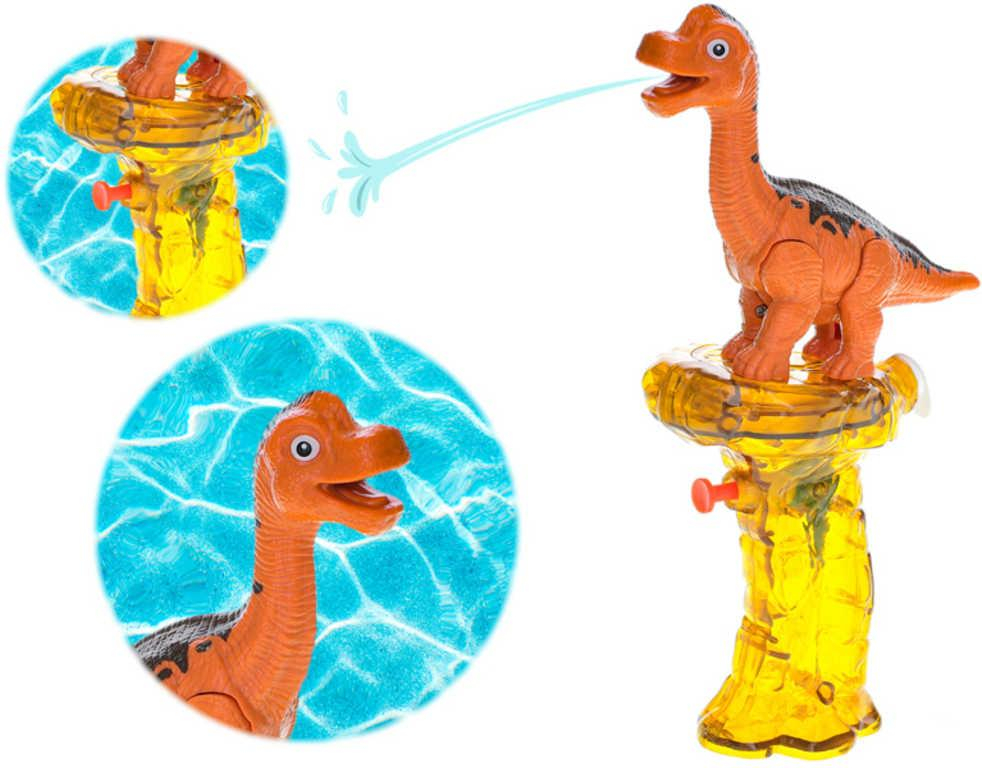 Pistole dětská vodní stříkací brontosaurus 23cm se zásobníkem na vodu plast