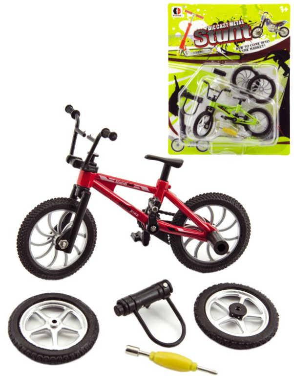 Kolo trikové prstové šroubovací 10cm freestyle bike set s doplňky 2 barvy kov