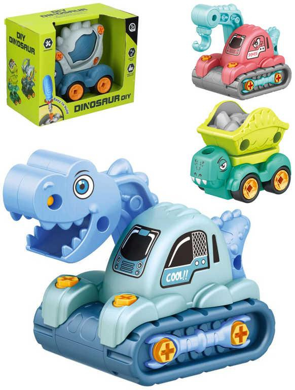 Auto šroubovací stavební stroj dinosaurus set s nástrojem 4 druhy plast