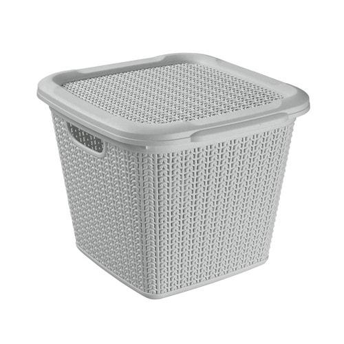 BRILANZ Box ratanový s víkem 15 l, 30 x 30 x 27,5 cm, šedý