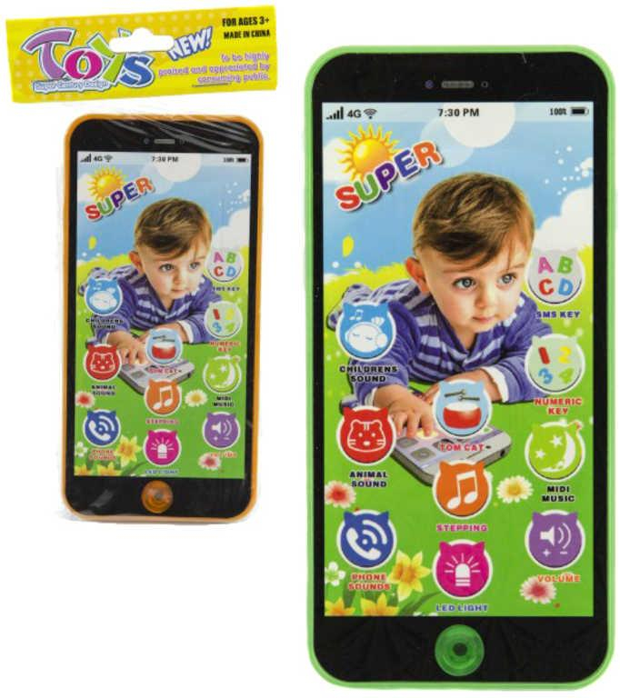 Telefon mobilní 14cm dětský smartphone na baterie Světlo Zvuk 4 barvy