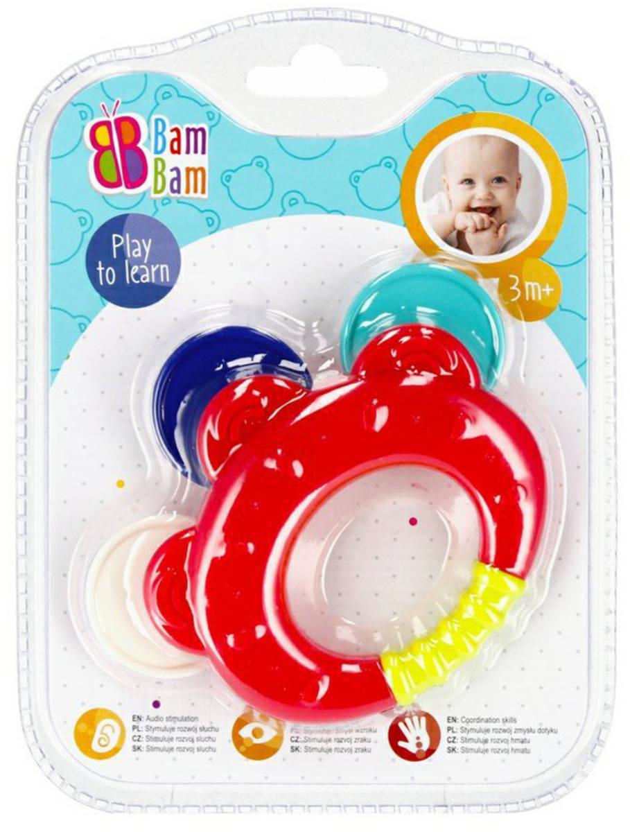 BAM BAM Baby chrastítko a kousátko tamburína pro miminko 4 barvy