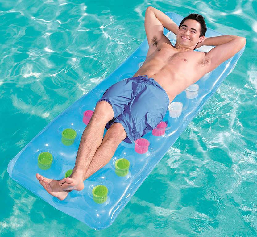 INTEX Nafukovací lehátko s kalíšky 188x71cm matrace s průzorem do vody 43040