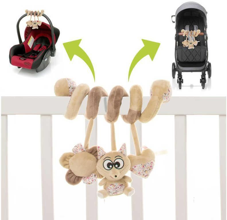 4 BABY PLYŠ Spirála liška chrastící se závěsnými hračkami pro miminko