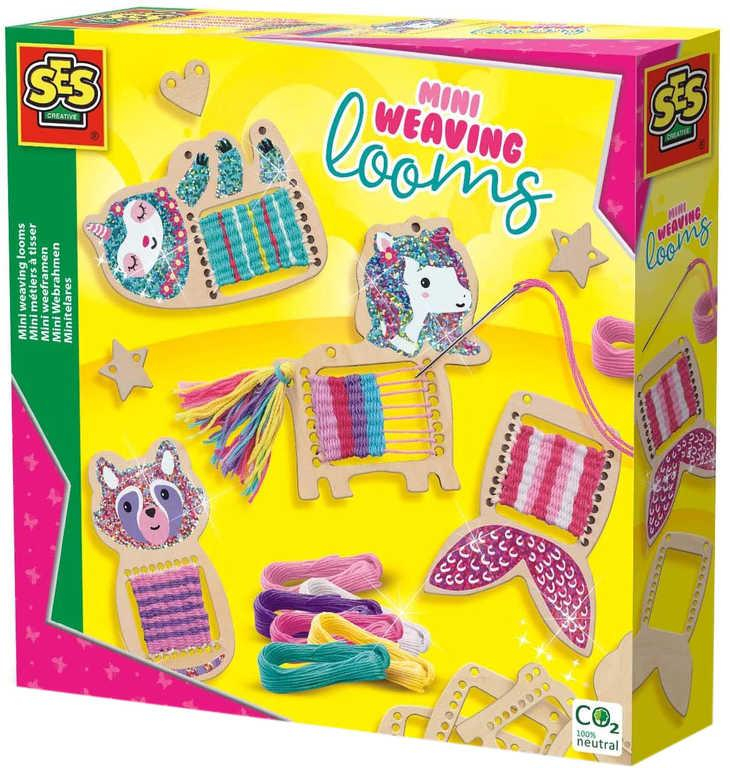 SES CREATIVE DŘEVO Mini tkalcovský stav zvířátka kreativní set v krabici