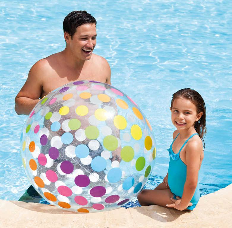 INTEX Míč nafukovací plážový 107cm průhledný s puntíky na vodu 59065