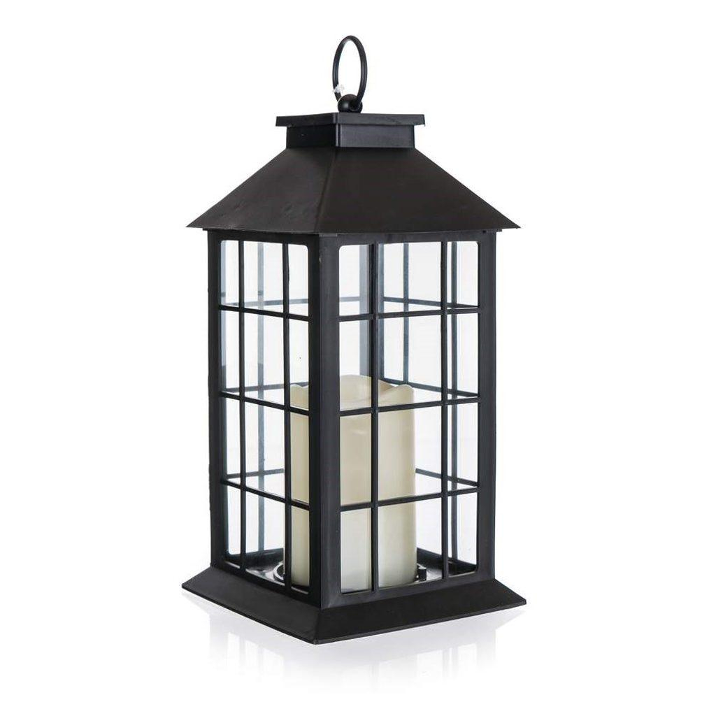 HOME DECOR Lucerna plastová s LED svíčkou 14 x 14 x 29 cm