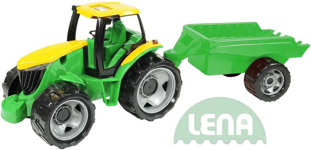LENA Traktor plastový zelený set s přívěsem 94cm v krabici