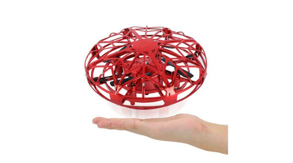 Rayline UFO dron JY803 ovladatelný rukou, senzory proti nárazu, RTF červená metalíza
