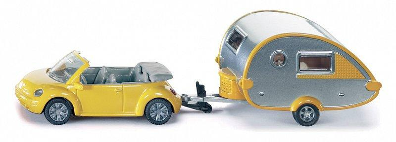 SIKU Blister - osobní automobil s obytným přívěsem