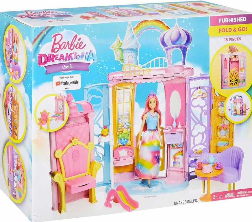 MATTEL BRB Barbie Dreamtopia zámek duhový herní set s doplňky plast