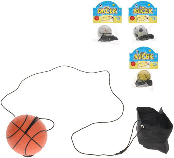 Míček vracející se balónek 6cm na gumičce 4 druhy v sáčku