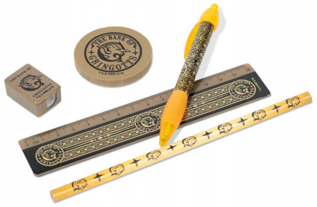 Školní pomůcky set 5ks Harry Potter Gringotts s pravítkem a propiskou
