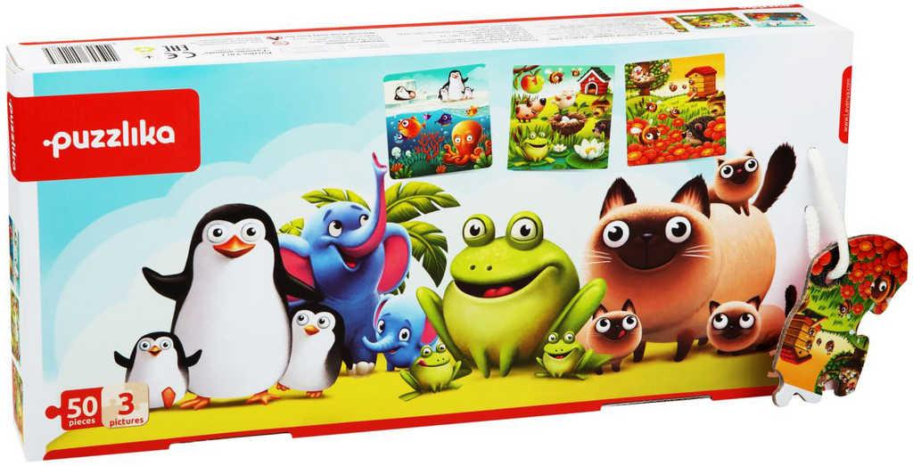PUZZLIKA Puzzle Oblíbená zvířátka 25x25cm 3v1 set 50 dílků v krabici
