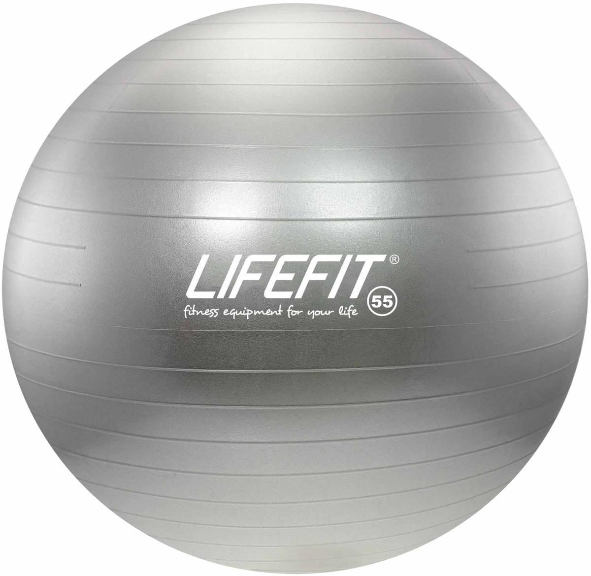 Míč gymnastický Lifefit Anti-Burst stříbrný 55cm balon rehabilitační do 200kg
