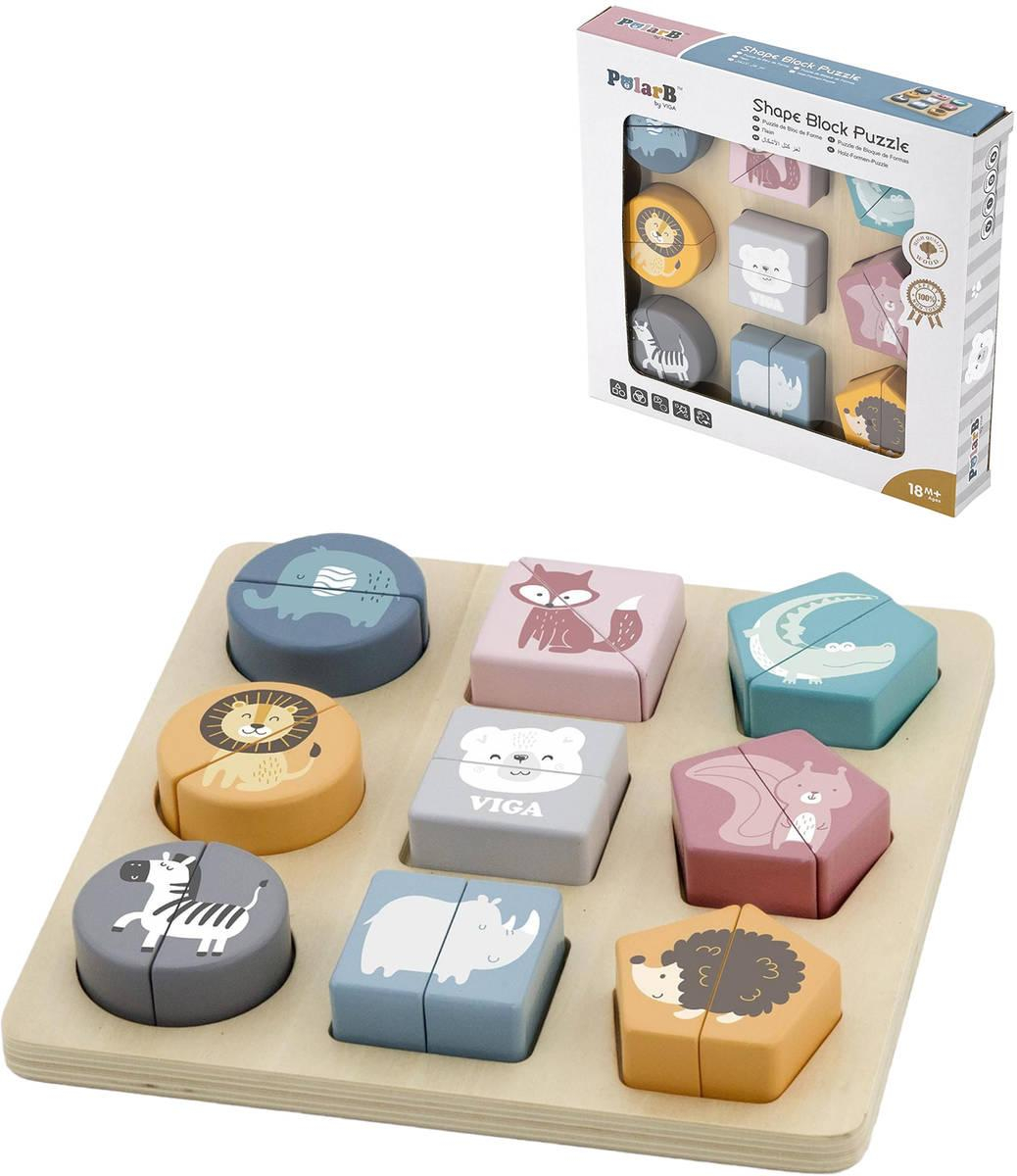 VIGA DŘEVO PolarB Puzzle baby vkládací na desce 18 dílků *DŘEVĚNÉ HRAČKY*