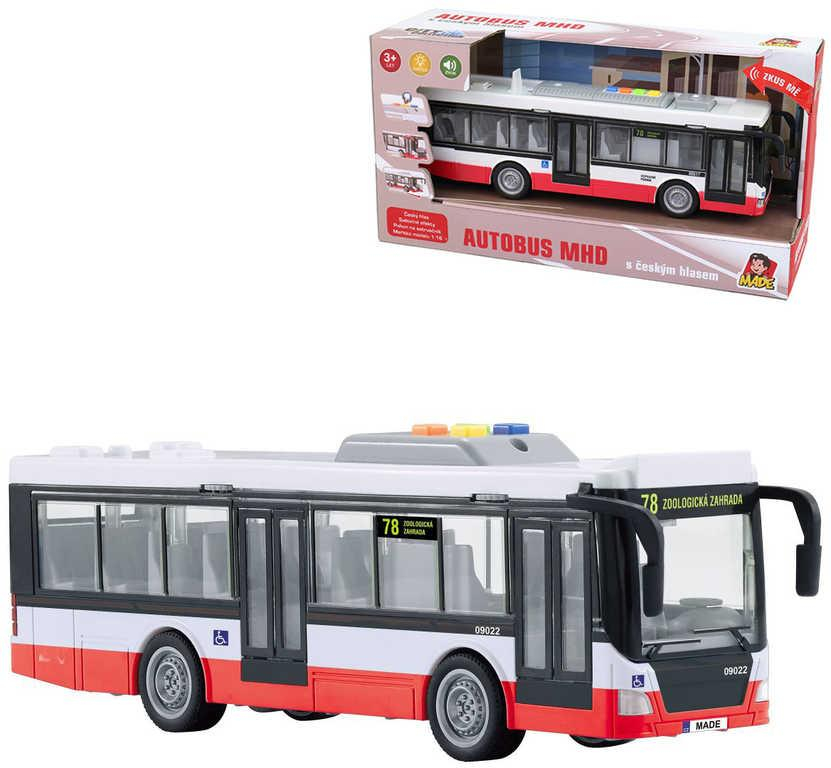 Autobus česká MHD hlásí zastávky na baterie Světlo Zvuk CZ plast