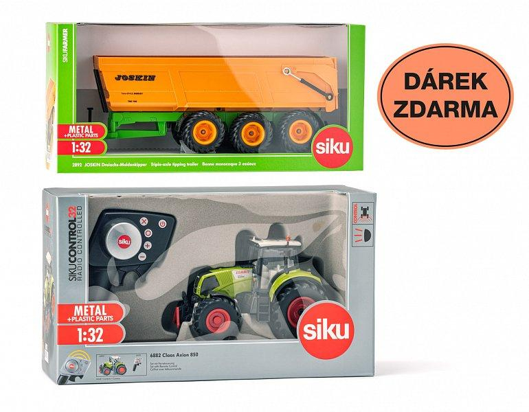 SIKU Control - limitovaná edice traktor Claas Axion + sklápěcí přívěs 2892 1:32