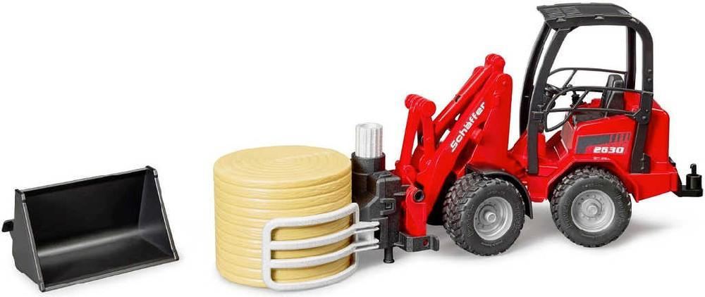 BRUDER 02192 Nakladač Schaffer 2630 set s kleštěmi a balíkem slámy 1:16 plast