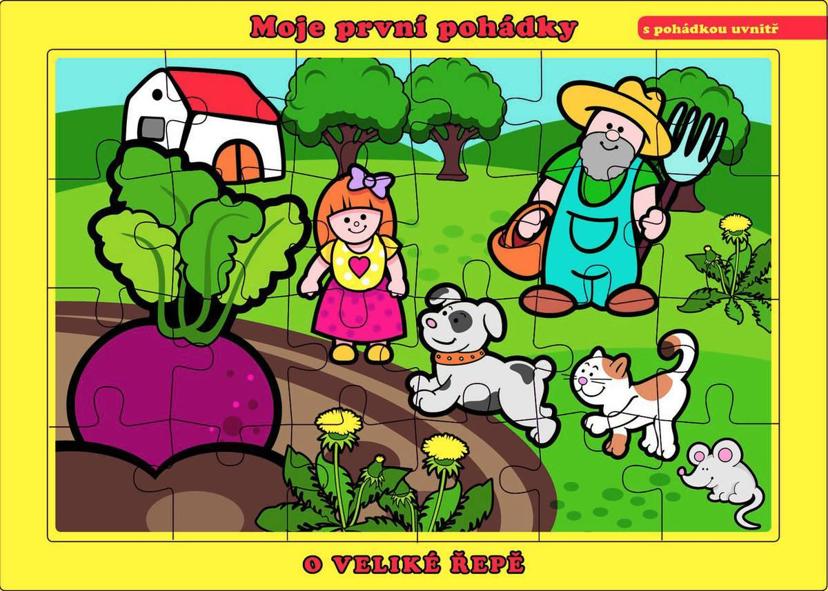 PUZZLE O Veliké řepě 24 dílků skládačka v rámečku s pohádkou 2v1
