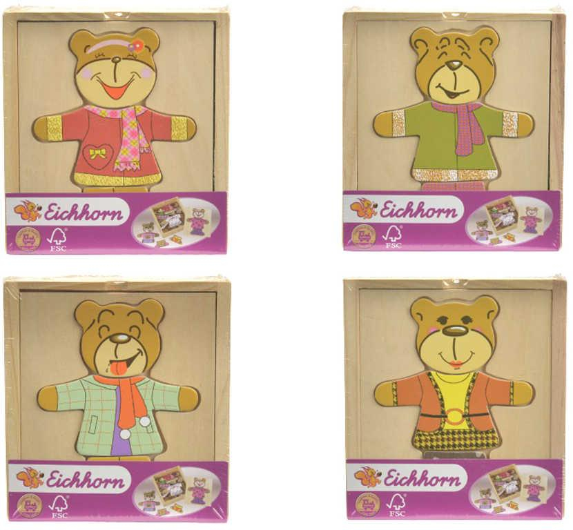 EICHHORN DŘEVO Skládačka šatní skříň medvídek puzzle vkládací v boxu