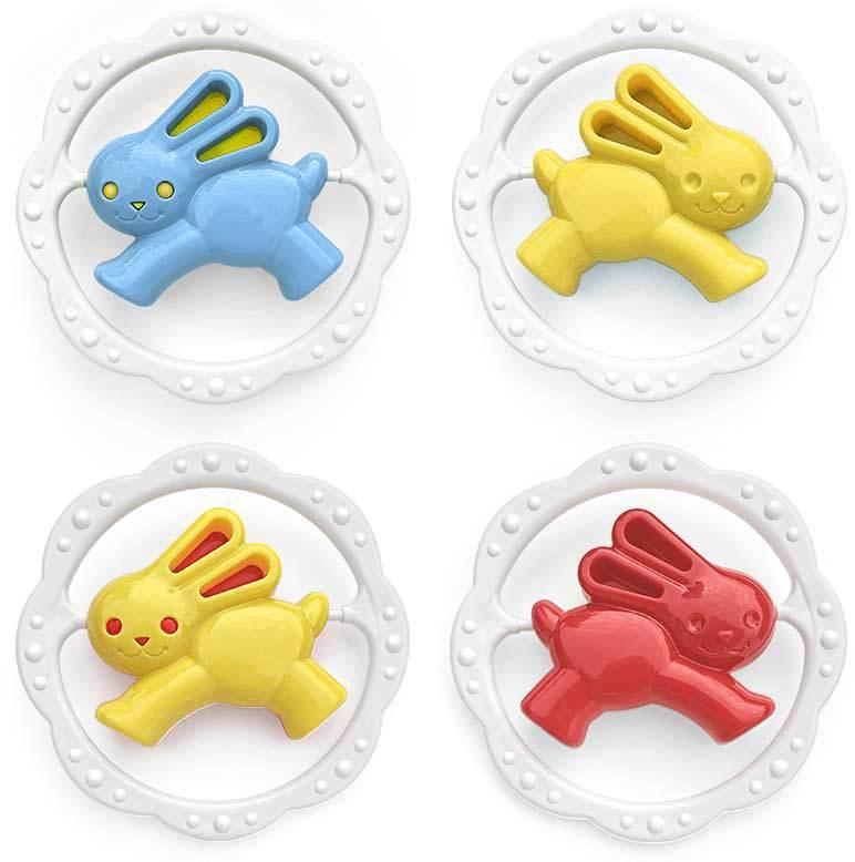 PROFIBABY Baby kruh medvěd / zajíc 12cm chrastítko 2 druhy pro miminko