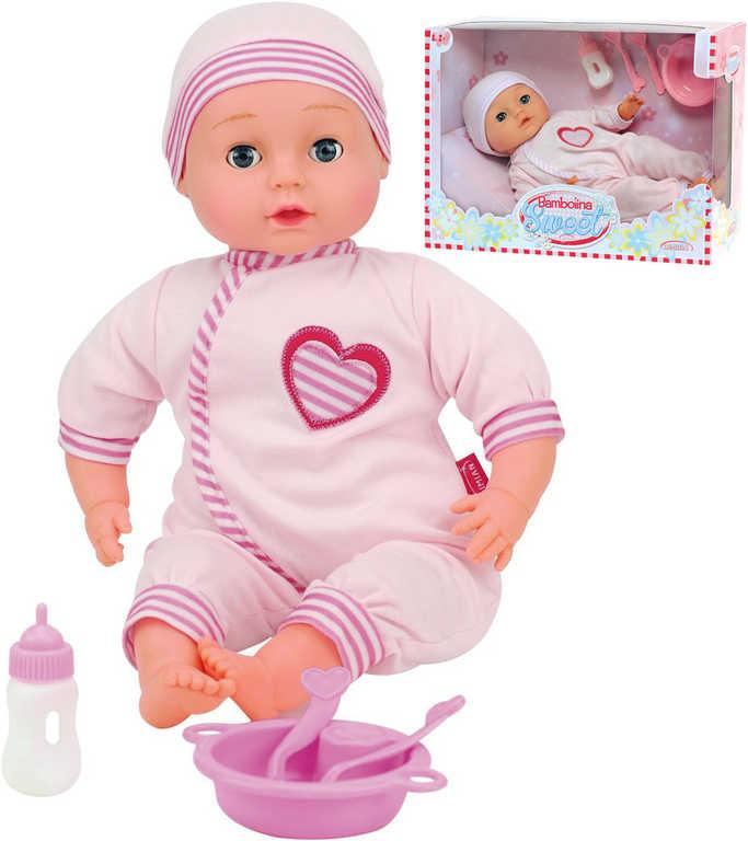 Panenka Bambolina Sweet set miminko s doplňky na baterie mluví česky 50 slov Zvuk