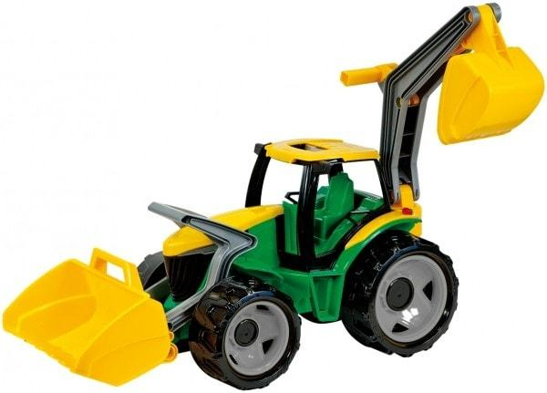 Traktor se lžící a bagrem plast zeleno-žlutý 65cm v krabici od 3 let