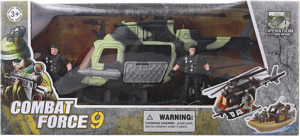 Helikoptéra vojenská herní army set se skútrem a 2 figurkami vojáků plast