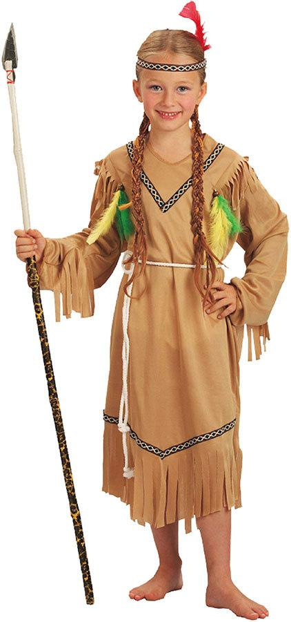 KARNEVAL Šaty Indiánka s čelenkou a peřím vel. S (110-116 cm) 4-6 let E-obal KOSTÝM