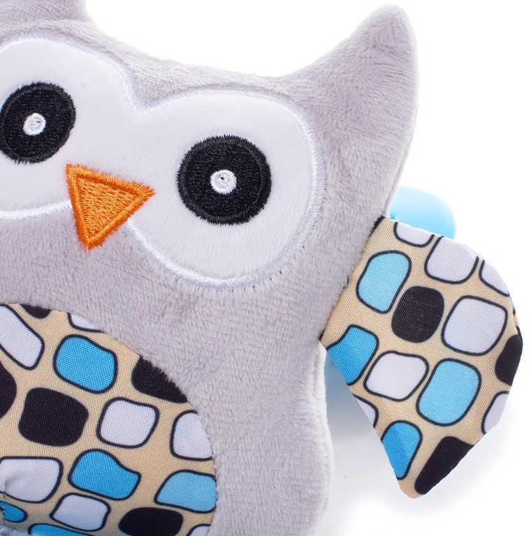 4 BABY PLYŠ Zábrana na kočárek růžový závěs sovičky pro miminko