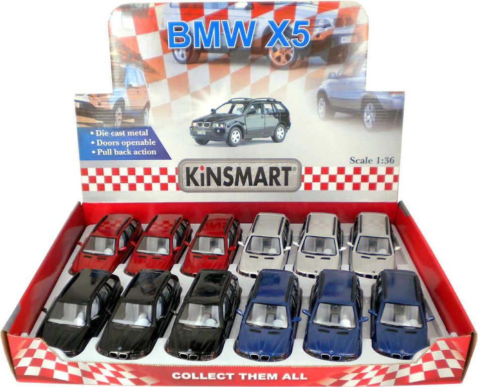 KINSMART Auto model 1:36 BMW X5 kov PB 13cm 4 barvy